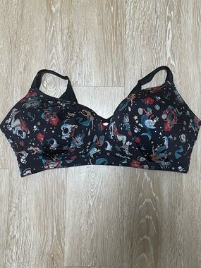 TORRID Wire Free Push-Up Bra 40D Black Tatoo Print; Size 40 DDD